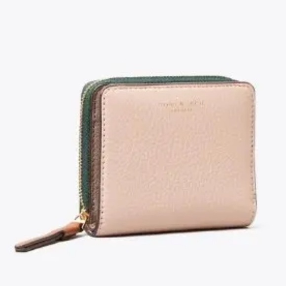 Tory Burch Perry Colorblock Bi-fold Wallet Pink/Green/Blue - Picture 1 of 8